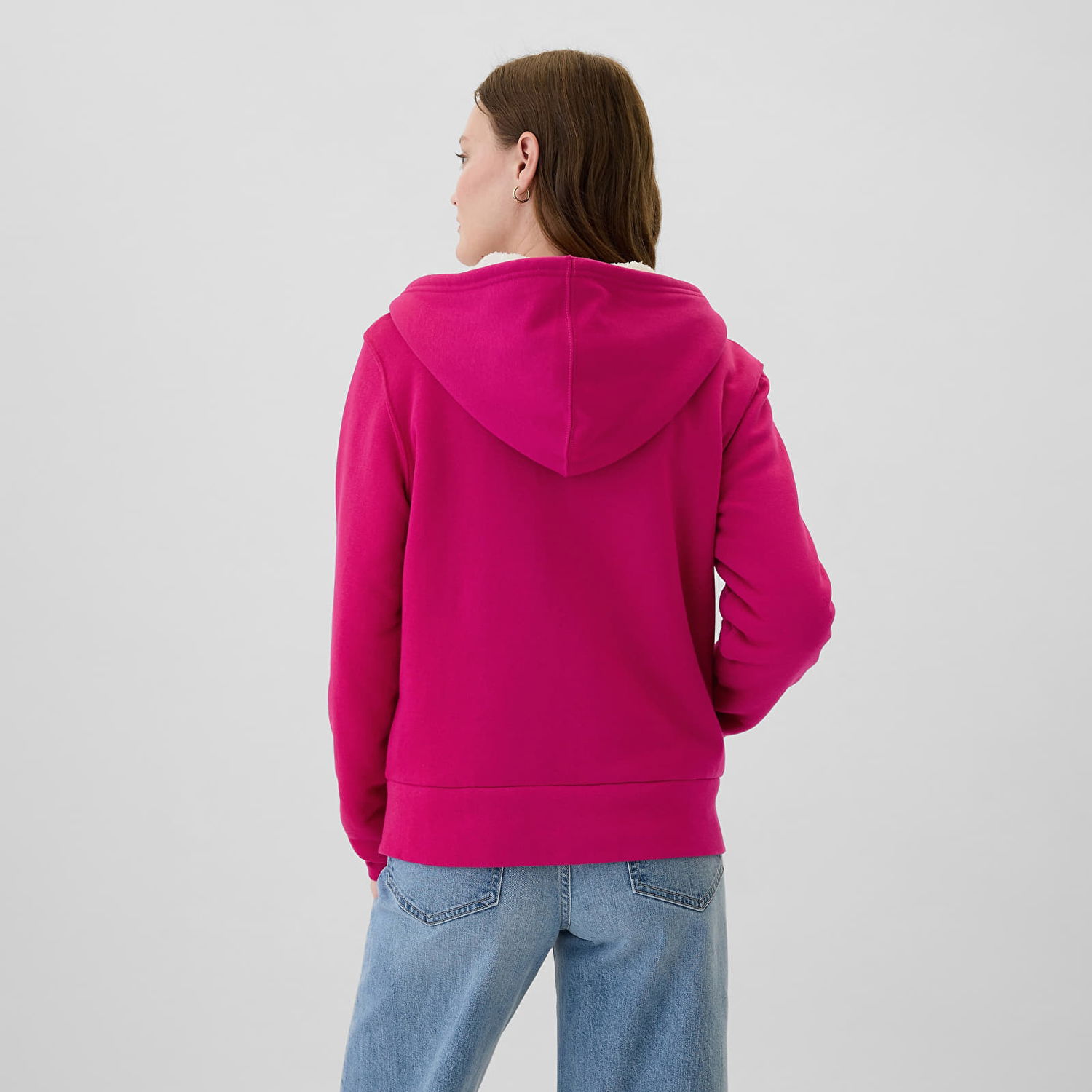 Суитчър GAP Logo Sherpa Fullzip Hoodie Bright Beet Розово | 498594-01, 1