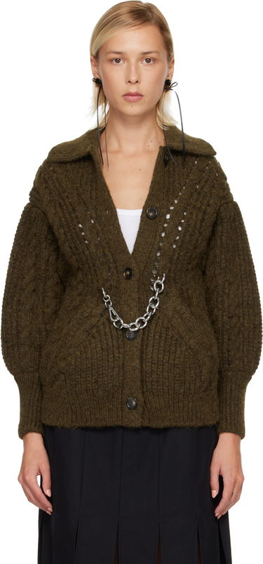 Пуловер Simone Rocha Simone Rocha Sculpted Chunky Knit Chain Detail Cardigan Зелено | MZMK1E 0665, 0
