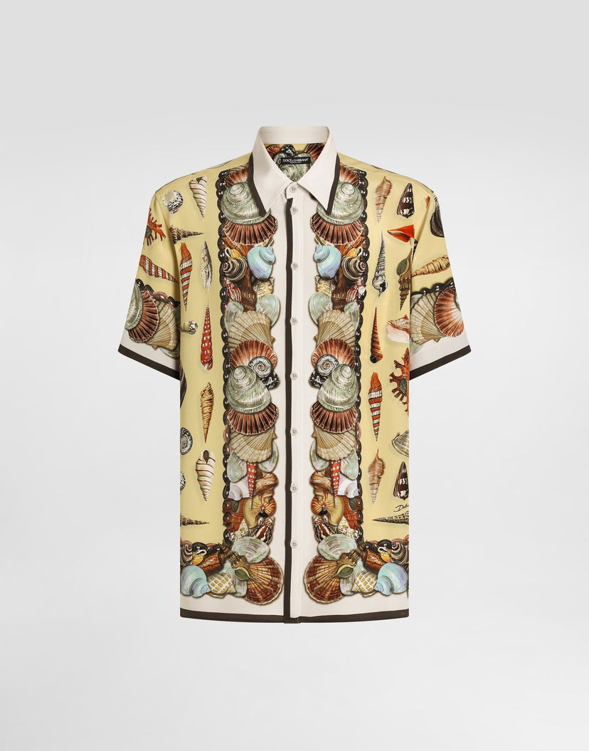 Риза Dolce & Gabbana Dolce & Gabbana Shell-Print Crêpe Hawaii Shirt Жълто | G5LG9THI1ZDHG5PO