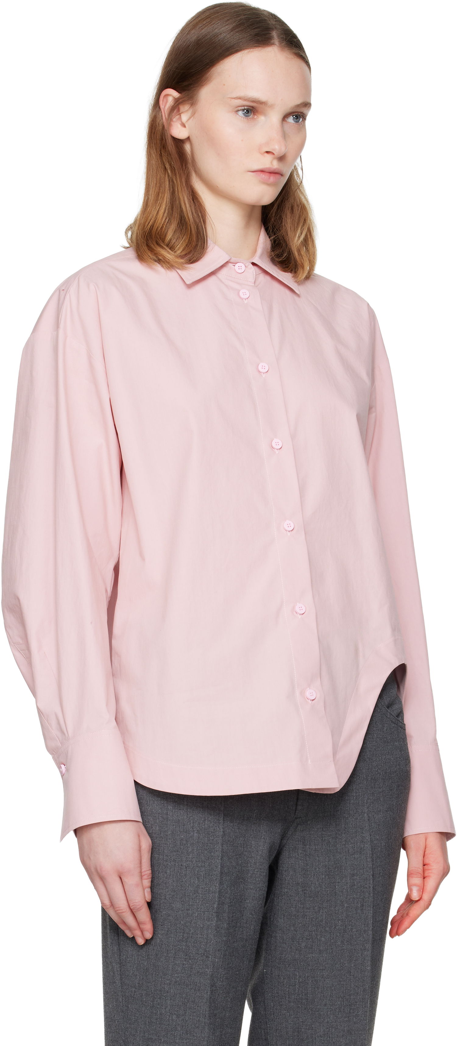 Риза The Attico Eliza Long-Sleeve Button-Up Shirt Розово | 251WCH00014 CCC052AA, 1
