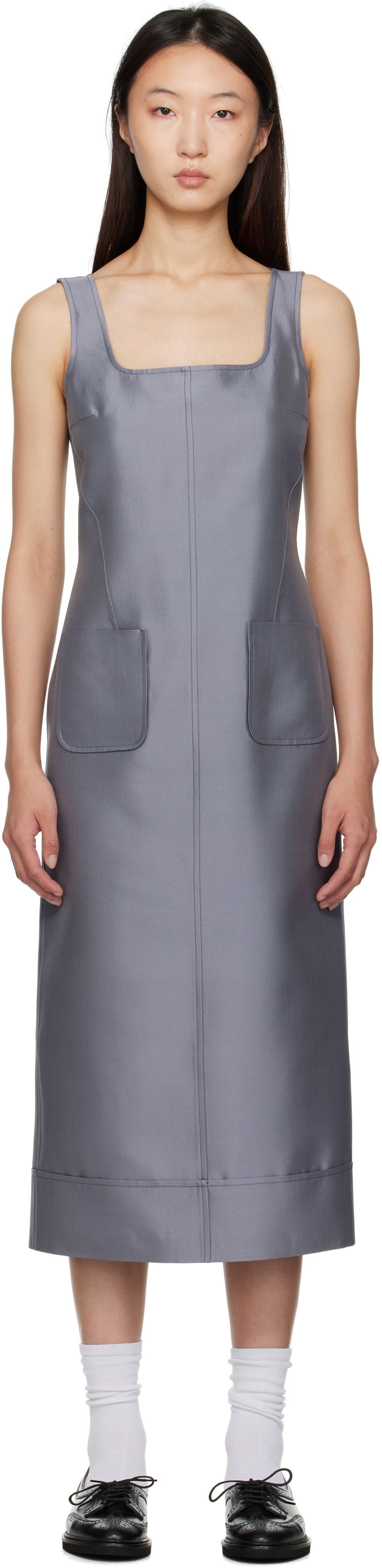 Pокля Thom Browne Thom Browne Column Maxi Dress Сиво | FDSF20A-F0989, 0