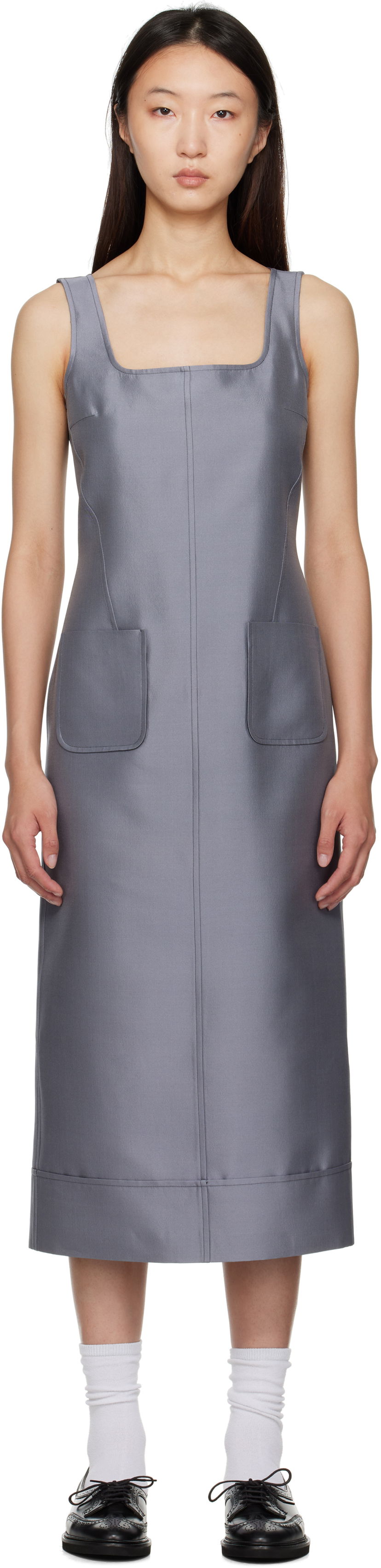 Pокля Thom Browne Thom Browne Column Maxi Dress Сиво | FDSF20A-F0989