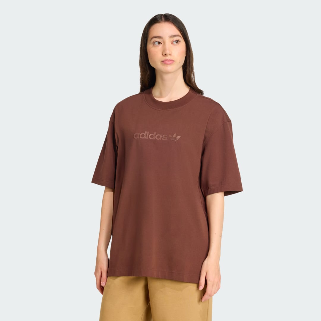Тениска adidas Performance Essentials Linear Oversized T-Shirt Кафяво | JX5536, 0