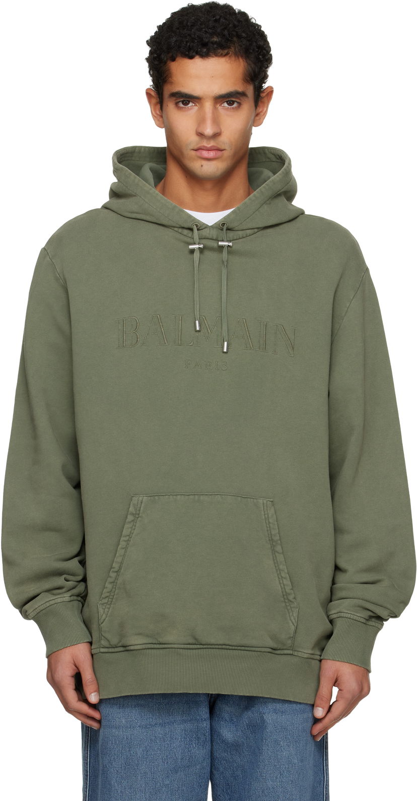 Суитчър Balmain Vintage 'Balmain' Embroidered Hoodie Зелено | FH1JT047BC72