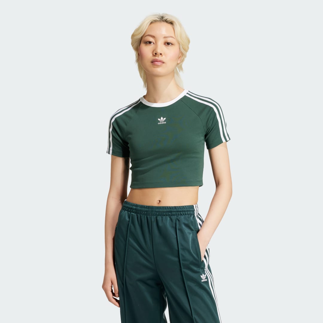 Съкратен топ adidas Performance 3-Stripes Crop Top Зелено | IY4754, 0