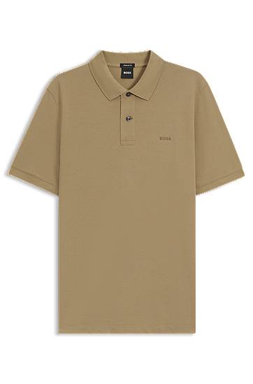 Поло тениска BOSS Pallas polo shirt in cotton piqué with embroidered logo Бежово | 50553564, 0