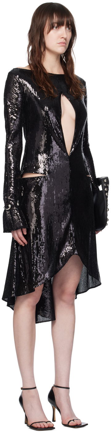 Pокля Courrèges Women's Sequin Ellipse Midi Dress Черно | 224CRO427PAI001, 1