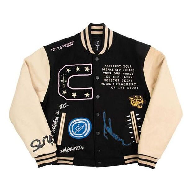 Яке бомбър Cactus Jack by Travis Scott Travis Scott x Fragment Cactus Jack Manifest Letterman Jacket Черно | CJFN-SS20, 0