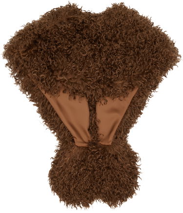 Шал Anna Sui Anna Sui Curly Faux Fur Shawl Scarf Кафяво | 725D93, 1