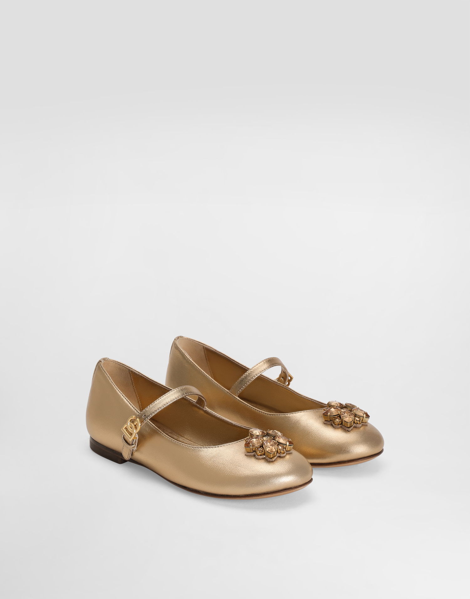 Кецове и обувки Dolce & Gabbana Dolce & Gabbana Nappa Leather Ballet Flats With Brooches Металик | D11376AX26180997, 1