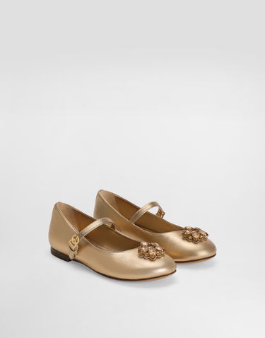 Кецове и обувки Dolce & Gabbana Dolce & Gabbana Nappa Leather Ballet Flats With Brooches Металик | D11376AX26180997, 1