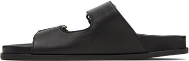 Кецове и обувки Jimmy Choo Fayence Pearl-Embellished Leather Flat Sandals Черно | FAYENCE SANDAL, 2