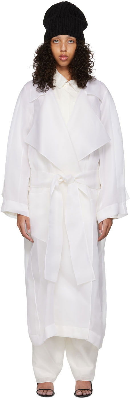 Палта The Row Off-White Lau Trench Coat Бяло | 6365-W2228