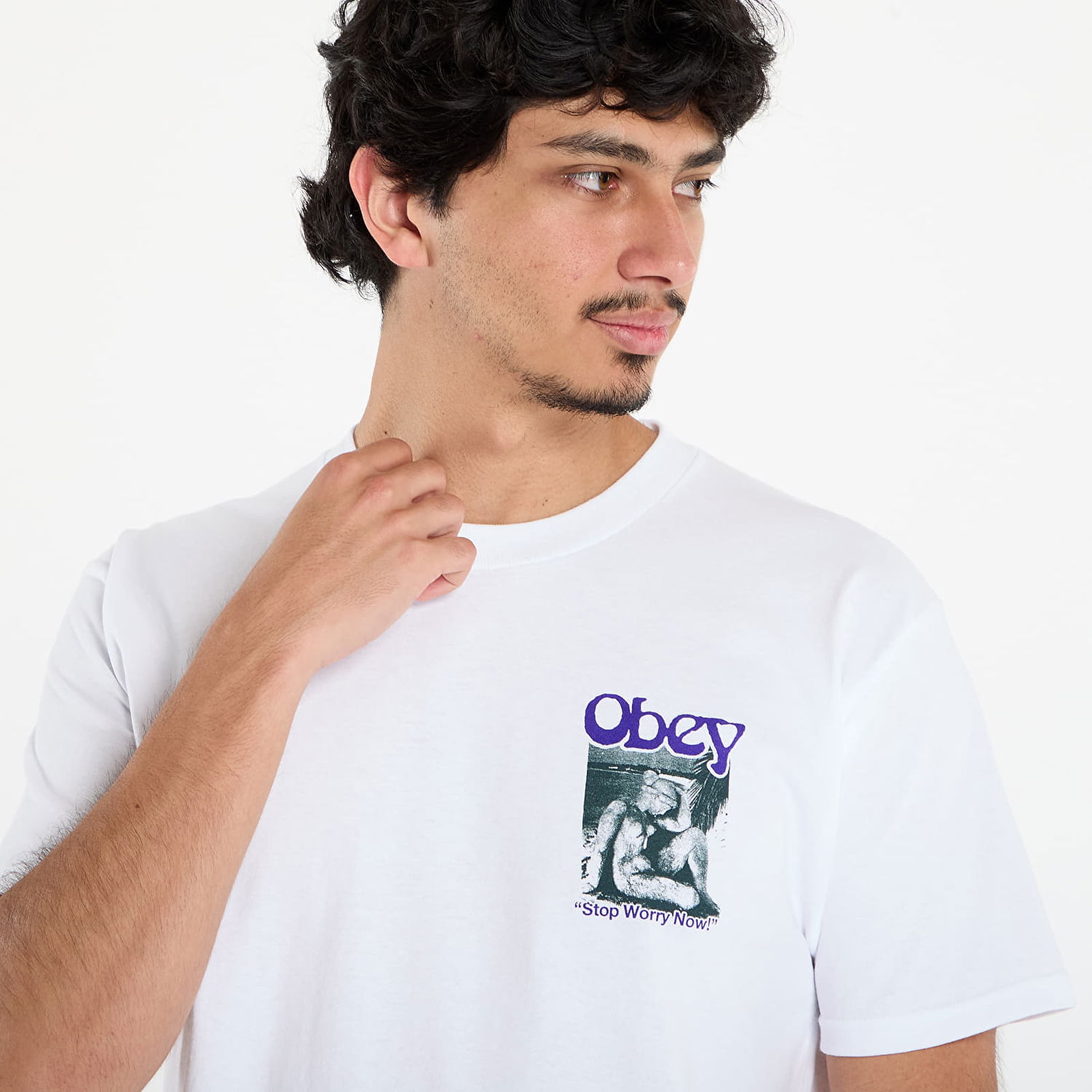 Тениска OBEY OBEY Stop Worry Now T-Shirt Бяло | 165264127-WHT, 1