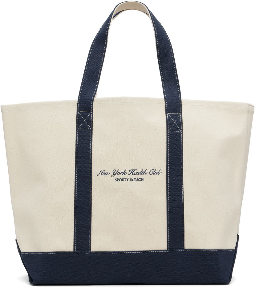 Голяма пазарска чанта Sporty & Rich 'NY Health Club' Tote Бежово | BA006514043BE06