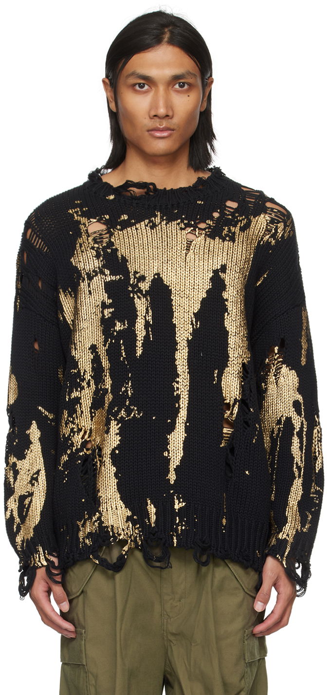 Пуловер R13 R13 Printed Distressed Sweater Черно | R13WY197-Y126B, 0