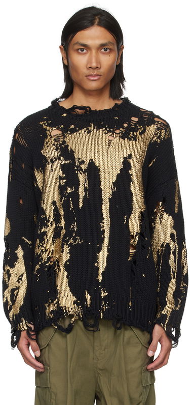 Пуловер R13 R13 Printed Distressed Sweater Черно | R13WY197-Y126B, 0