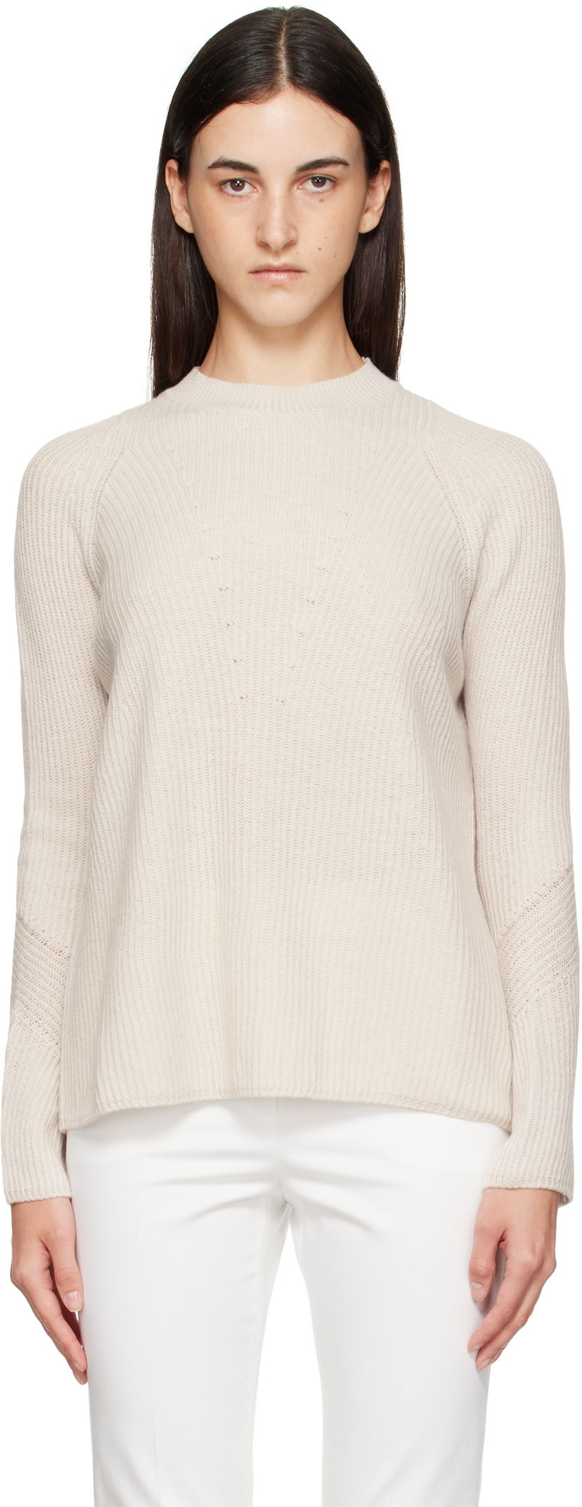 Пуловер Max Mara Max Mara Molveno Knit Sweater Бежово | 2529366121600