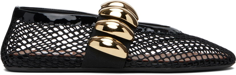 Грижа за обувките Alaïa ALAÏA Fishnet Jewel Ballerina Flats Черно | AA3A067TK062