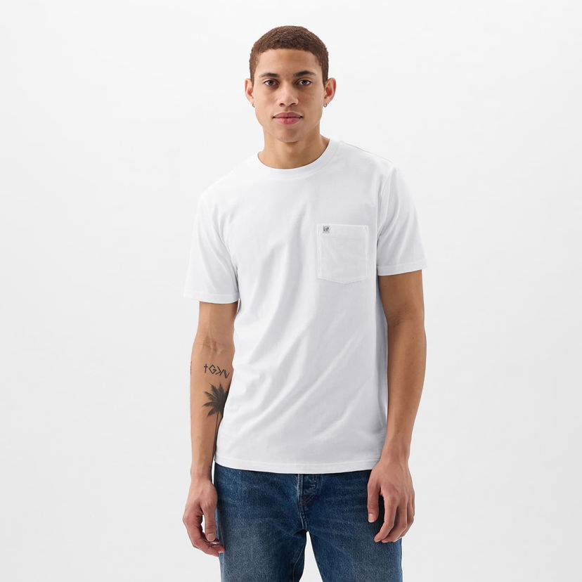 Тениска GAP Pocket Micro Logo Tee Optic White V6 Бяло | 857901-04