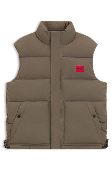 Жилетка BOSS Water-repellent Puffer Gilet with Logo Badge Кафяво | 50549787