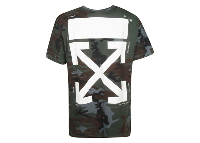 Тениска Off-White Camo Slim Fit T-Shirt Green Camo Черно | OMAA027E191850179901, 0