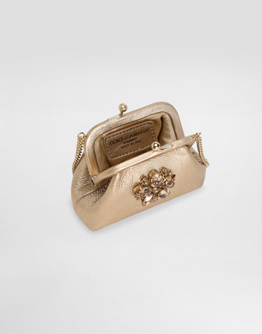 Дамска чанта Dolce & Gabbana Laminated Calfskin Crystal Embellished Clutch Bag Металик | EB0007AY81280997, 3
