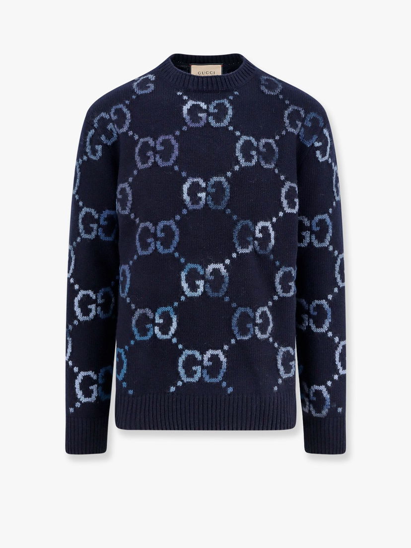 Пуловер Gucci Navy Blue Sweater with Pattern Тъмно синьо | 770509XKDSJ4735