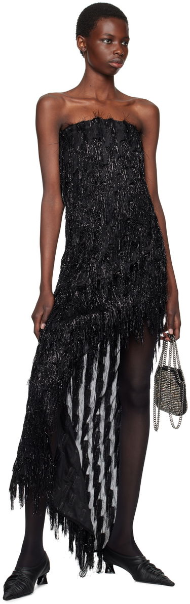 Pокля Stella McCartney Stella McCartney Tinsel Bustier Maxi Dress Черно | 6A04513EJ356, 3