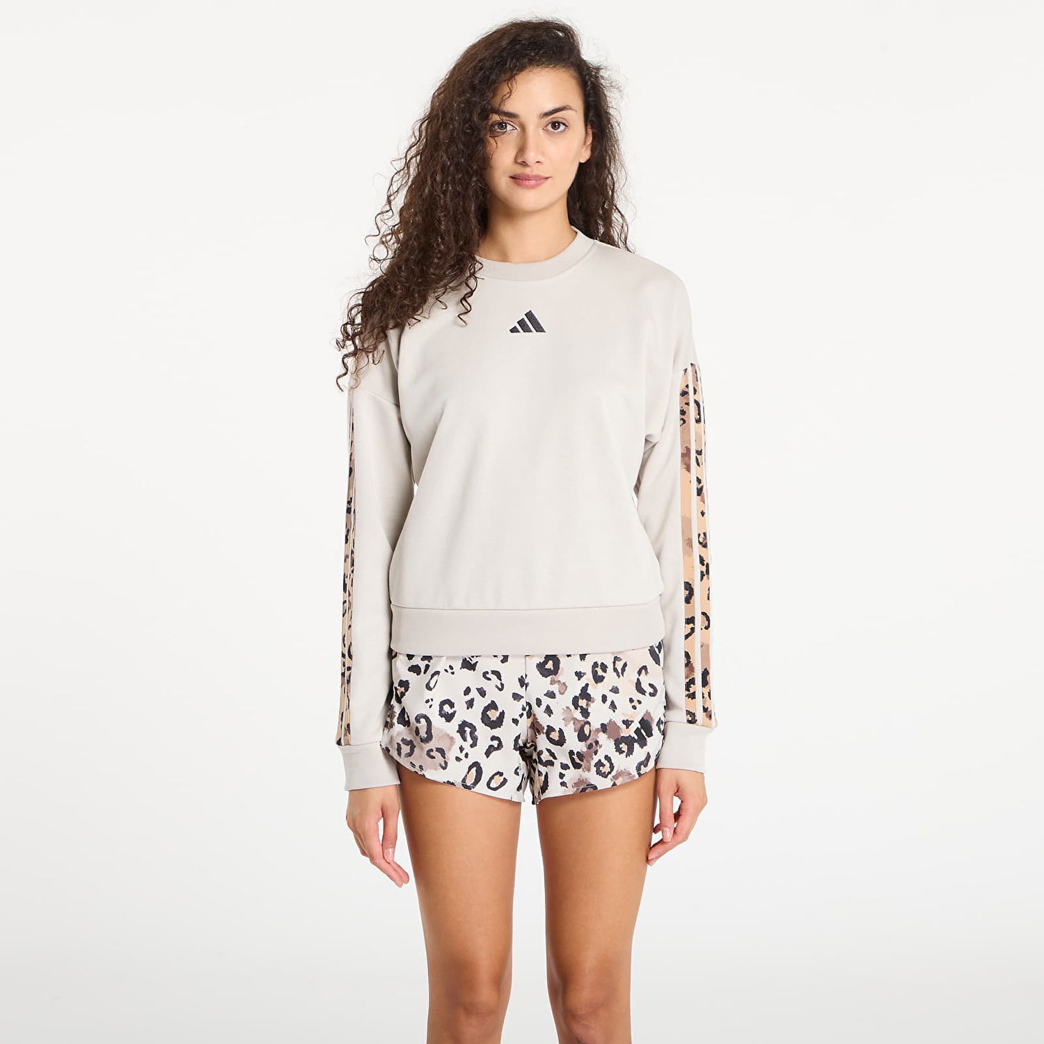Суитчър adidas Performance Animal Print French Terry 3 Stripes Sweatshirt Бежово | JM1836, 0