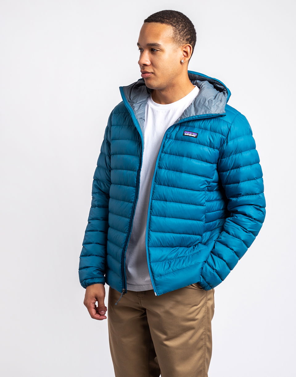 Пухо яке Patagonia Down Sweater Hoody Синьо | 84702, 0