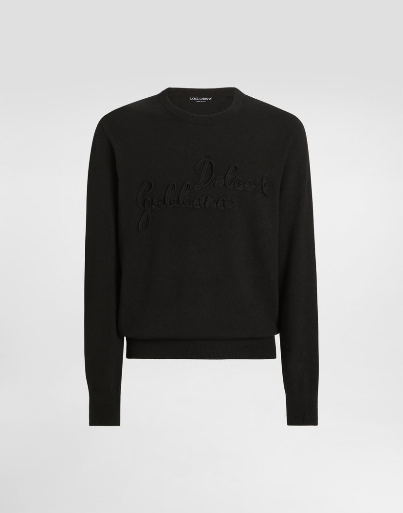 Пуловер Dolce & Gabbana Dolce & Gabbana Fine-Gauge Wool Pullover with Embroidered Logo Черно | GXX01ZJDVDEN0000