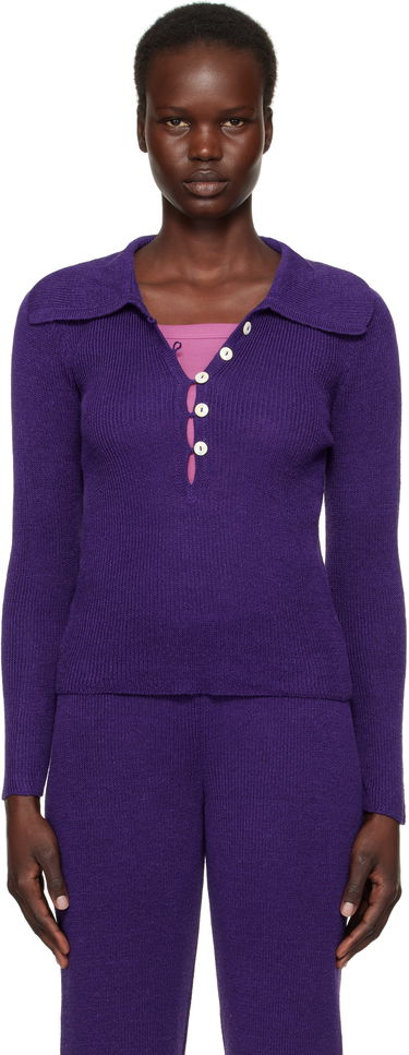 Пуловер Bode Quincy Knit Polo Лилаво | WRF24KT025, 0