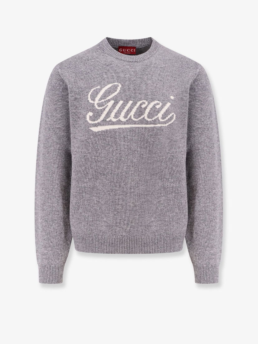 Пуловер Gucci Sweater With Logo Print Сиво | 795347XKD741423