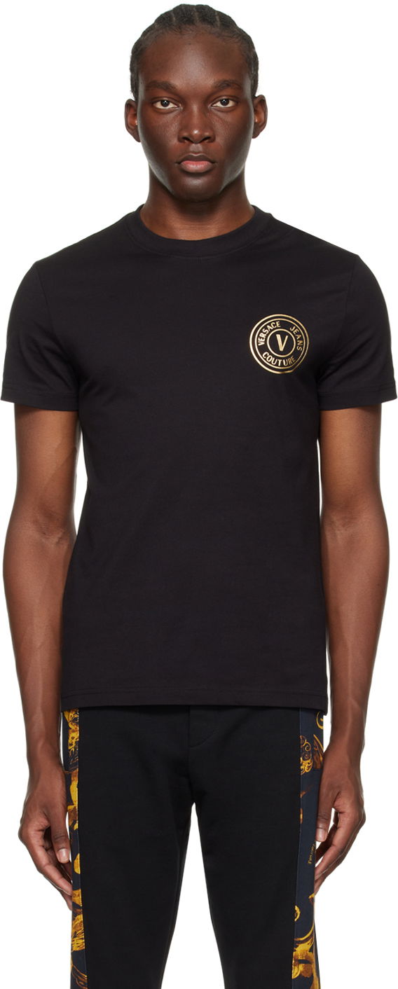 Тениска Versace Jeans Couture V-Emblem T-Shirt Черно | E76GAHT02_ECJ00T