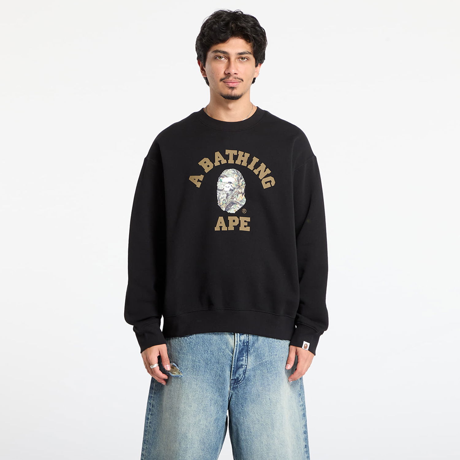 Суитчър BAPE Tree Edge Camo College Relaxed Fit Crewneck Sweatshirt Черно | 001SWL801301MBLK, 0
