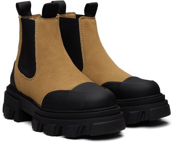 Кецове и обувки GANNI Low Suede Chelsea Platform Boots with Rubber Toe Бежово | S3244, 3
