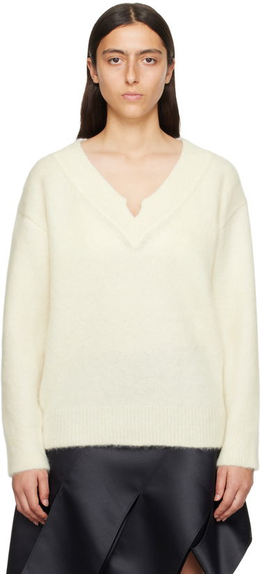 Пуловер We11done We11done V-Neck Sweater Бяло | WD-KT3-23-658-W-IV, 0