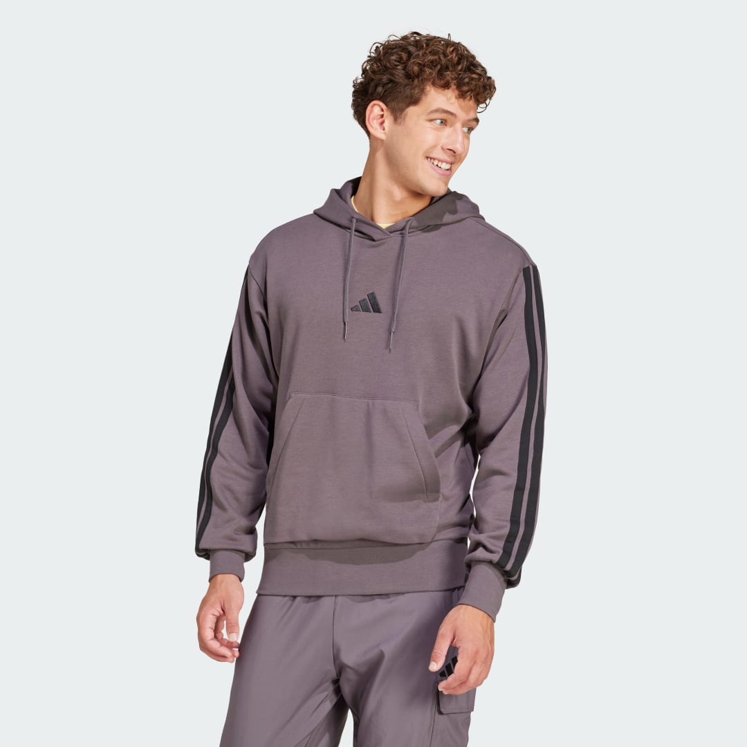 Суитчър adidas Performance Essentials 3-Stripes French Terry Hoodie Лилаво | JE6365, 0