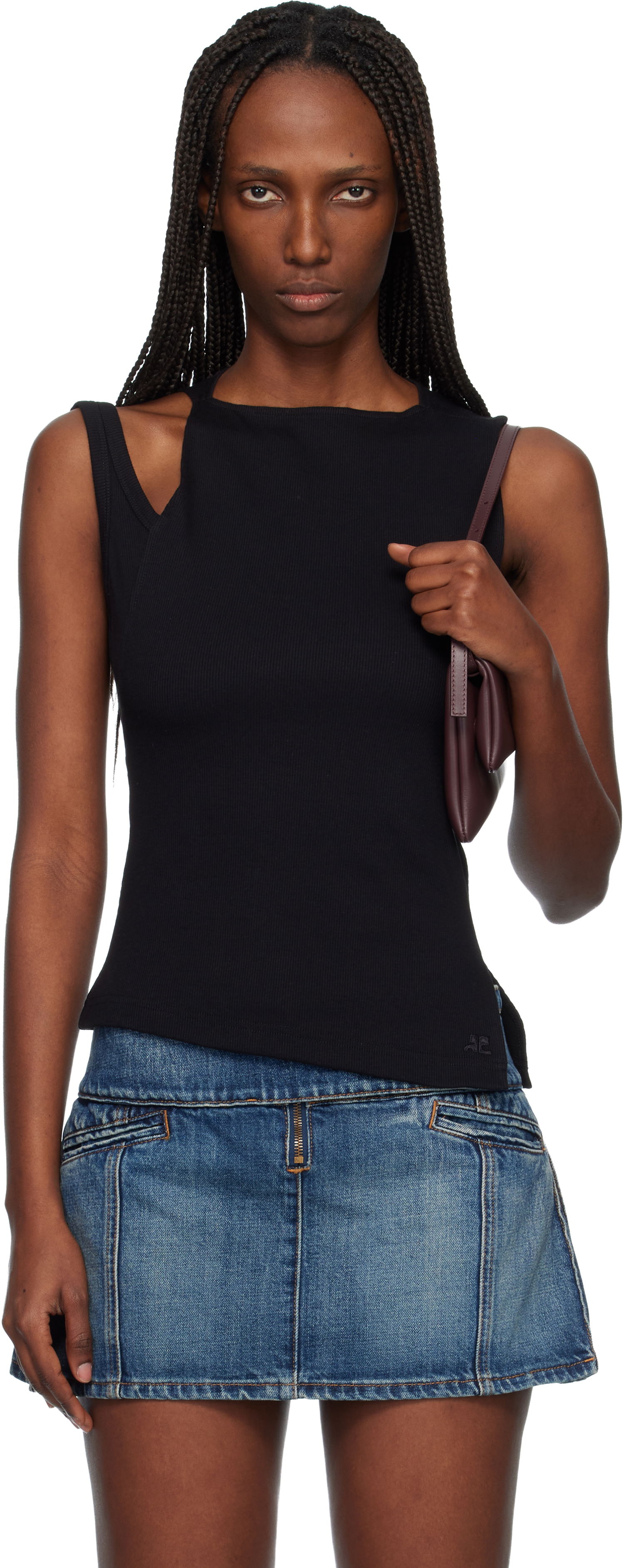 Потник Courrèges Oblique 90's Rib Tank Top Черно | 425JDE146JS0194, 0