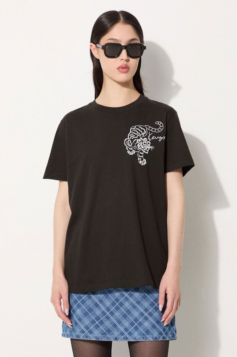 Тениска KENZO Gots Star Tiger Emb Loose T-Shirt Черно | FE62TS1354SG.99J