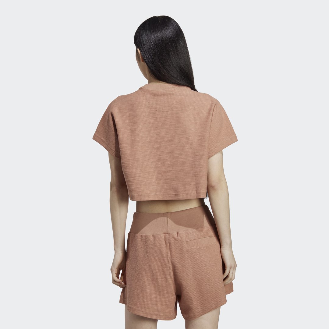 Съкратен топ adidas Performance Cropped Terry Lounge Top Кафяво | HZ1605, 1