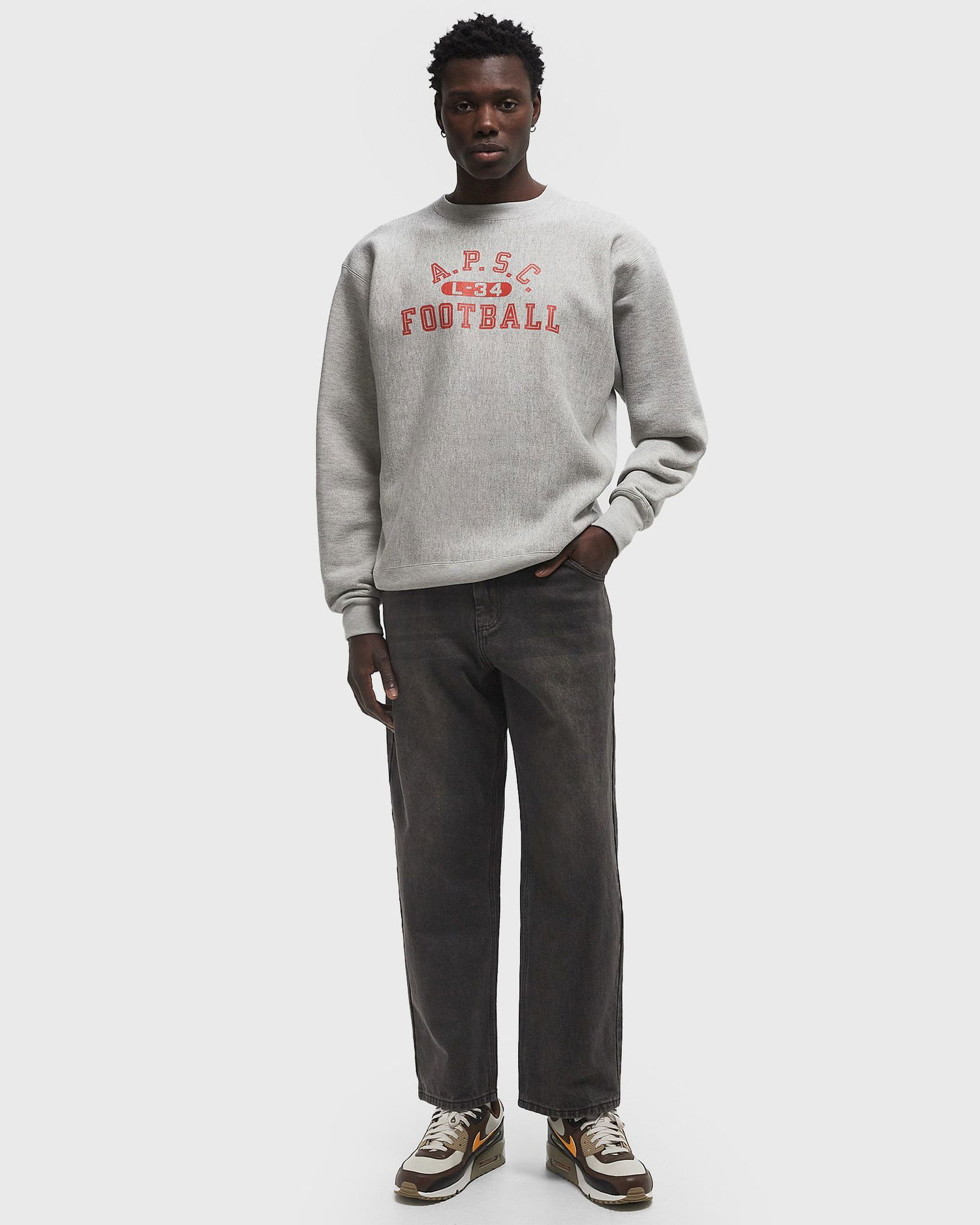 Пуловер Champion Crewneck Sweatshirt A.P.S.C. Football Сиво | C3Y019-XP040, 1