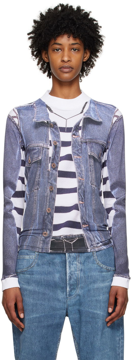 Тениска Y/PROJECT Denim Jacket T-Shirt Синьо | YPJPGTS9-S24, 0
