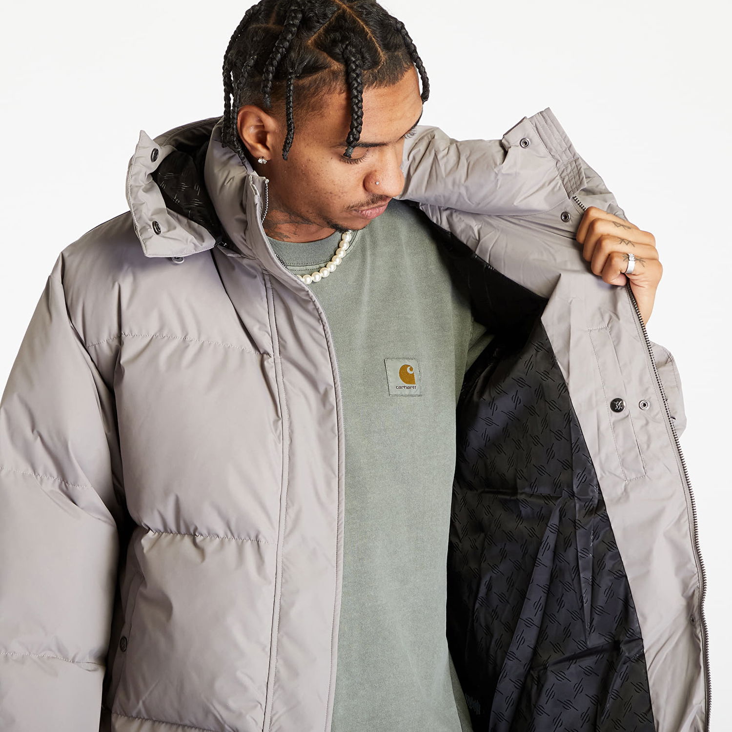 Пухо яке DAILY PAPER Ricole Puffer Jacket UNISEX Grey Flannel Бежово | 2321066, 1