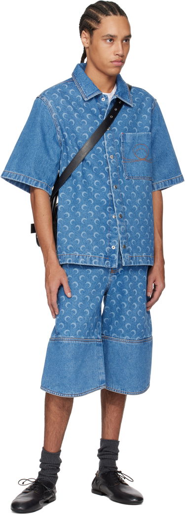 Риза Marine Serre Marine Serre Moon Laser Workwear Denim Shirt Синьо | MSI017A CDEN0002, 3