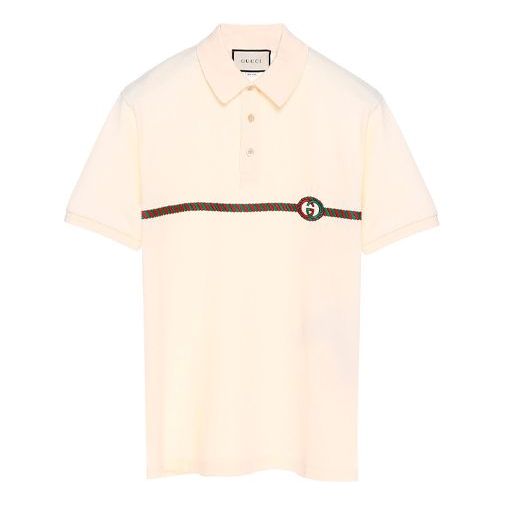Поло тениска Gucci Embroidered Short Sleeve Polo Shirt Бяло | 598957-XJB0V-9247, 0