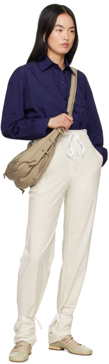 Панталони LEMAIRE Straight Leg Tie Hem Trousers Бяло | PA1098 LF1253, 3