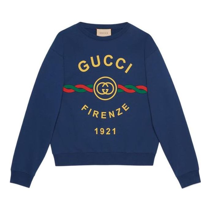Суитчър Gucci Firenze 1921 Cotton Sweatshirt Синьо | 626990-XJD7O-4409, 0