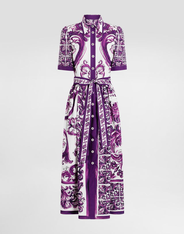 Dolce & Gabbana Majolica Print Poplin Shirt Dress